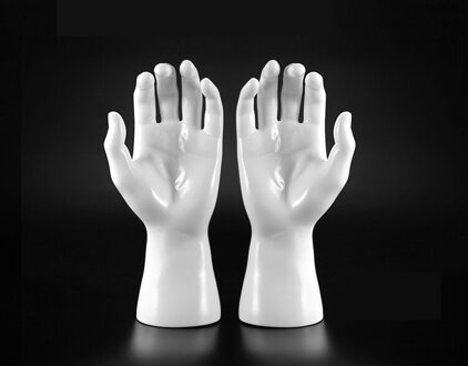 Een Paar Man Mannequin Hand Voor Handschoen Display wit