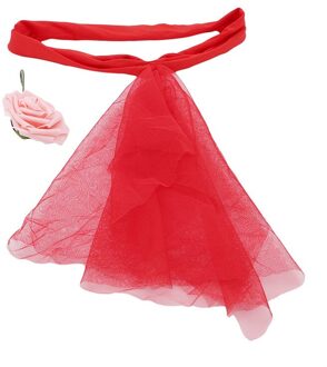Een Pure Organza Stoel Sash Bow Met Rose Bal Voor Cover Banket Bruiloft Event Xmas Decoratie Supply rood