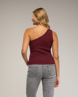 Een schouder gebreide top Bourgogne - One Size
