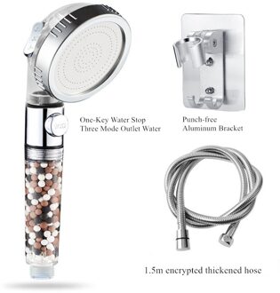 Een Set Badkamer Ionische Douchekop Water Saving Gefilterd Douchekop Voor Hard Water Verstelbare Stonestream Spuitmond 3 stukken reeks