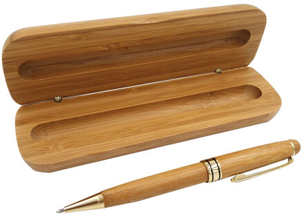 Een Set Bamboe Pen Met Etui Geschenkdoos 0.5 Mm Zwarte Inkt Bamboe Roller Ball Pennen Te Schrijven Schrijven materialen