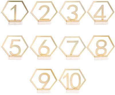 Een Set Van Nummer 1-20 Acryl Zeshoekige Goud/Zilver Banket Diner Tafel Nummerplaat Kaarten Weddingdigital Seat feestartikelen