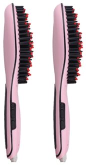 Een Stap Föhn Elektrische Air Brush Multifunctionele Negatieve Droger Borstel Negatieve Ionen Generator Stijltang Curler roze 1stk