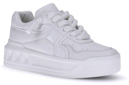 Eén Stud Lage Platform Sneaker - maat Wit