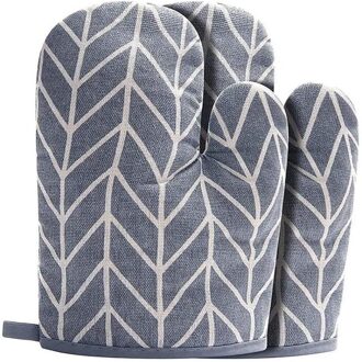 Een Stuk Bbq Handschoenen Hoge Temperatuur Weerstand Ovenwanten 800 Graden Brandwerende Barbecue Warmte Isolatie Magnetron Handschoenen 2stk grijs