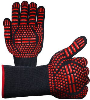 Een Stuk Bbq Handschoenen Hoge Temperatuur Weerstand Ovenwanten 800 Graden Brandwerende Barbecue Warmte Isolatie Magnetron Handschoenen