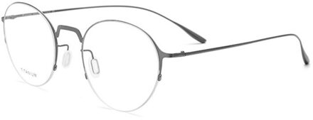 Een Stuk Semi-randloze Half Ovale Ronde Bijziend Titanium Brilmontuur Vlakte Nearsightness Korea Bril Decoratie Rode Kleur grijs
