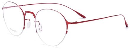 Een Stuk Semi-randloze Half Ovale Ronde Bijziend Titanium Brilmontuur Vlakte Nearsightness Korea Bril Decoratie Rode Kleur rood