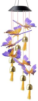 Een Zonne-verlichting Wind Chime Light Wind Bell Licht Solar Vlinder Wind Chime Solar Wind Chime Lamp Creatieve Zon Bloem mode