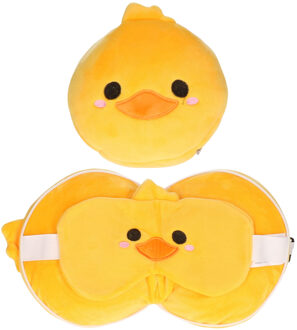 Eend knuffel/reiskussen/slaapmasker 3-in-1 voor kinderen