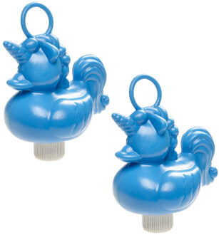 eenhoorn badeendje badspeelgoed - 6x - blauw - 12 x 6 cm - Met oogje voor het hengelspel