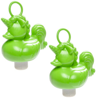 eenhoorn badeendje badspeelgoed - 6x - groen - 15 x 7 cm - Met oogje voor het hengelspel