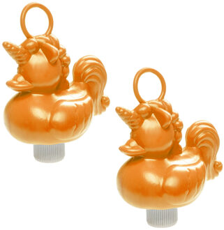 eenhoorn badeendje badspeelgoed - 6x - oranje - 15 x 7 cm - Met oogje voor het hengelspel