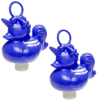 eenhoorn badeendje badspeelgoed - 8x - blauw - 12 x 6 cm - Met oogje voor het hengelspel