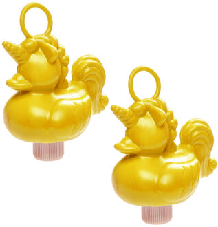eenhoorn badeendje badspeelgoed - 8x - geel - 12 x 6 cm - Met oogje voor het hengelspel