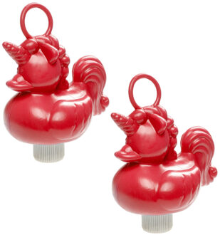 eenhoorn badeendje badspeelgoed - 8x - rood - 12 x 6 cm - Met oogje voor het hengelspel