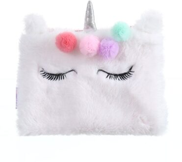 Eenhoorn Bont Handtas Voor Vrouwen Bloem Flap Koreaanse Dag Koppelingen Purse Leuke Rits Make Envelop Pouch wit