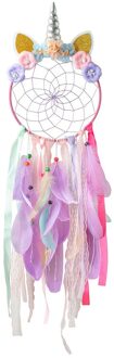 Eenhoorn Dream Catcher Slaapkamer Decoratie Meisjes Kamer Decor Muur Hanger Eenhoorn Muur Opknoping Haak Decor Met Led Licht Voor Meisjes paars