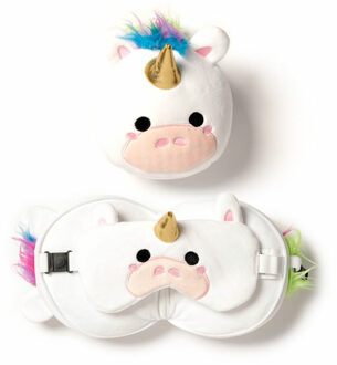 Eenhoorn reiskussen/slaapmasker - 2-in1 set - kinderen