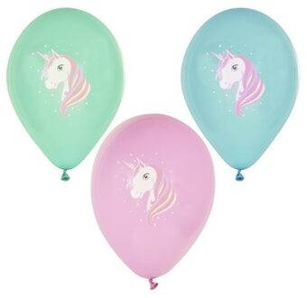 Eenhoorn thema print ballonnen 29 cm - 30x stuks - Unicorn kinder verjaardag thema