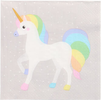 Eenhoorn thema servetten - 40x - 33 x 33 cm - 3-laags - feestservetten