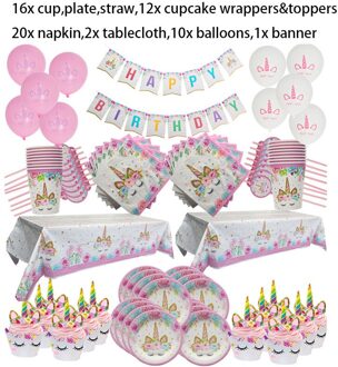 Eenhoorn Verjaardagsfeestje Decoratie Set Wegwerp Borden Tafelkleed Eerste Verjaardag Girl Party Baby Shower Unicornio Party Decor