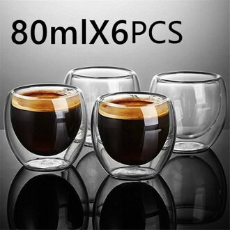 Eenvoud Hittebestendige Dubbele Wand Shot Wijn Bier Glas Espresso Koffie Kopje Thee Set Cup 80-450Ml theekopje Bril 1stk-250ml