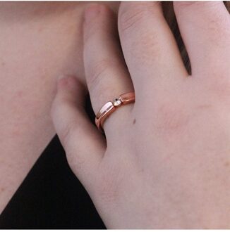 Eenvoud Ring - Oostenrijks Kristal Wit en roségoud - L 1/2