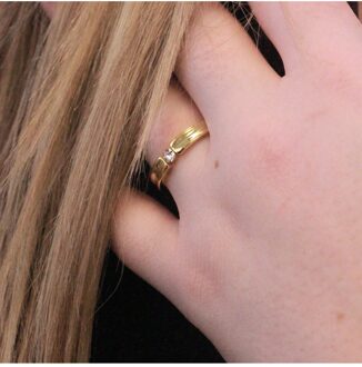 Eenvoud Ring - Oostenrijks Kristal Wit & Goud - L 1/2