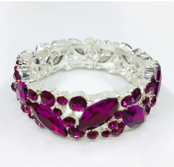 Eenvoudige Ab Kleur Crystal Manchet Armbanden Armband Grote Brede Stretch Bangle Sieraden Giften Voor Vrouwen Bruiloft Accesorios fushica