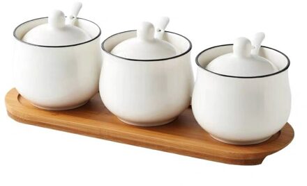 Eenvoudige Creatieve Keramische Keuken Voedsel Containers Kruiden Potten Voor Kruiden Suiker Kruiderij Doos Keuken Zout Opslag Fles 3stk B