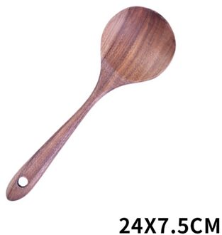 Eenvoudige Effen Teak Hout Spatel Rijst Scoop Met Opknoping Gat Unpainted Hand Wok Schop Keuken Accessoires Koken Tool B