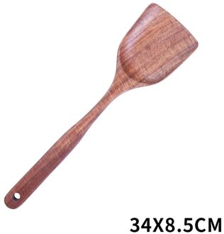 Eenvoudige Effen Teak Hout Spatel Rijst Scoop Met Opknoping Gat Unpainted Hand Wok Schop Keuken Accessoires Koken Tool