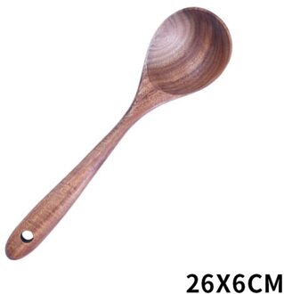 Eenvoudige Effen Teak Hout Spatel Rijst Scoop Met Opknoping Gat Unpainted Hand Wok Schop Keuken Accessoires Koken Tool