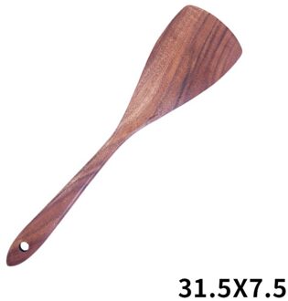 Eenvoudige Effen Teak Hout Spatel Rijst Scoop Met Opknoping Gat Unpainted Hand Wok Schop Keuken Accessoires Koken Tool