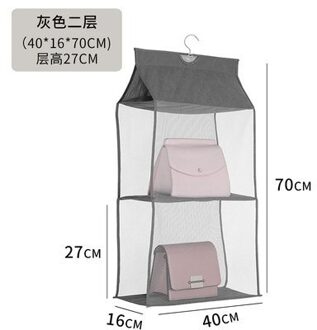 Eenvoudige En Praktische Tas Stofzak Opslag Rack Huishoudelijke Kledingkast Opknoping Tas Opbergtas Kleding Opslag Rack grijs two layers