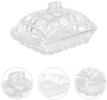 Eenvoudige Glazen Botervloot Hotel Boter Opslag Gerecht Dessert Voedsel Lade Met Deksel