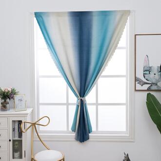 Eenvoudige Gradiënt Gordijnen Met Klittenband Zonder Perforatie, Gebruikt Voor Zon-Proof Windows In De Woonkamer En Slaapkamer blauw en wit