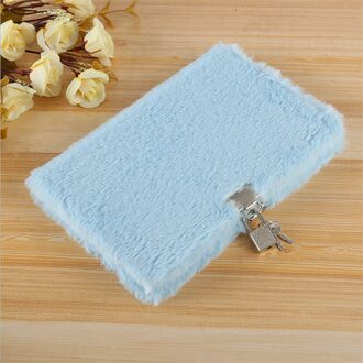 Eenvoudige Harajuku Stijl Vrouwen Notebook A5 Creatieve Studenten Meisjes Pluche Dagboek Notebook Met Slot Prachtige Voor Studenten blauw