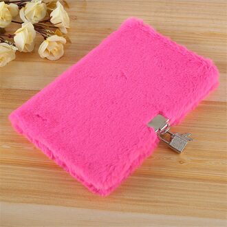 Eenvoudige Harajuku Stijl Vrouwen Notebook A5 Creatieve Studenten Meisjes Pluche Dagboek Notebook Met Slot Prachtige Voor Studenten roos rood