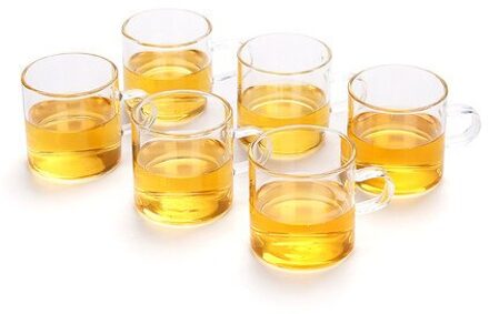 Eenvoudige Hittebestendige Transparant Glas Cup 6 Stuk Ontbijt Koffie Thee Cup Verdikte Huishouden Kleine Water Cups Keuken gereedschap