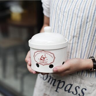 Eenvoudige Home Keuken Keramische Opslag Jar Aardappel Ui Jar Knoflook Jar Ademend Jar Opslagtank Met Deksel Verse Cover Kleine size