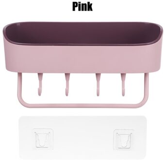 Eenvoudige Keuken Caddy Rack Badkamer Hoek Douche Zuig Shelf Tidy Muur Opslag Mand Geperforeerde Badkamer Muur Afvoer Rack Roze