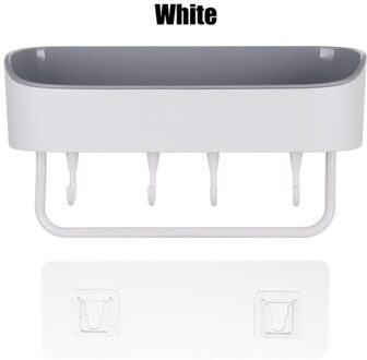 Eenvoudige Keuken Caddy Rack Badkamer Hoek Douche Zuig Shelf Tidy Muur Opslag Mand Geperforeerde Badkamer Muur Afvoer Rack wit