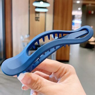 Eenvoudige Matte Grote Haar Klauw Clip Candy Kleur Naadloze Plastic Eendenbek Clip Haar Krab Klemmen Gezicht Wassen Haarspeld donker blauw