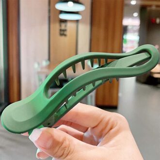 Eenvoudige Matte Grote Haar Klauw Clip Candy Kleur Naadloze Plastic Eendenbek Clip Haar Krab Klemmen Gezicht Wassen Haarspeld groen