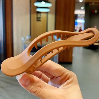 Eenvoudige Matte Grote Haar Klauw Clip Candy Kleur Naadloze Plastic Eendenbek Clip Haar Krab Klemmen Gezicht Wassen Haarspeld koffie