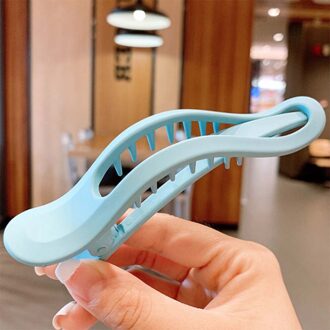 Eenvoudige Matte Grote Haar Klauw Clip Candy Kleur Naadloze Plastic Eendenbek Clip Haar Krab Klemmen Gezicht Wassen Haarspeld licht blauw