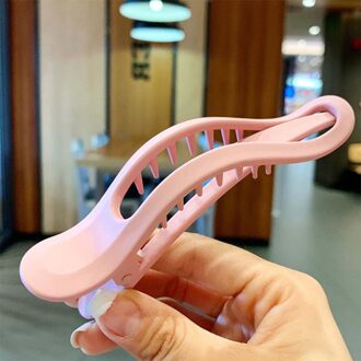 Eenvoudige Matte Grote Haar Klauw Clip Candy Kleur Naadloze Plastic Eendenbek Clip Haar Krab Klemmen Gezicht Wassen Haarspeld roze