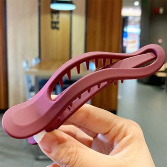 Eenvoudige Matte Grote Haar Klauw Clip Candy Kleur Naadloze Plastic Eendenbek Clip Haar Krab Klemmen Gezicht Wassen Haarspeld wijn rood